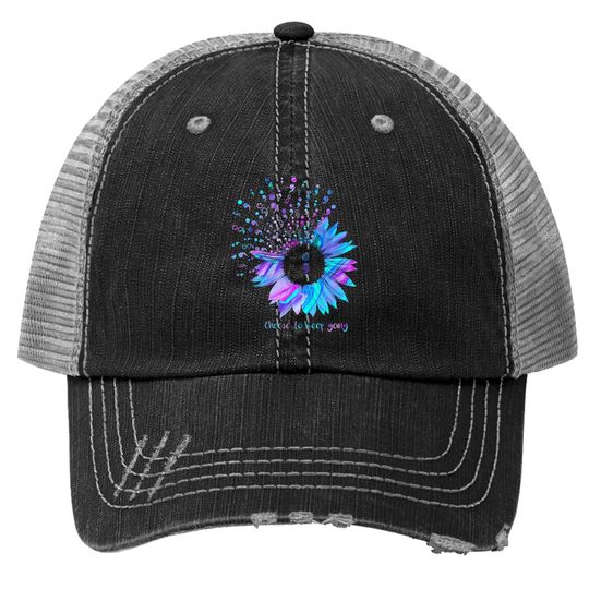 Suicide Prevention Awareness Choose To Keep Going Sunflower Trucker Hat