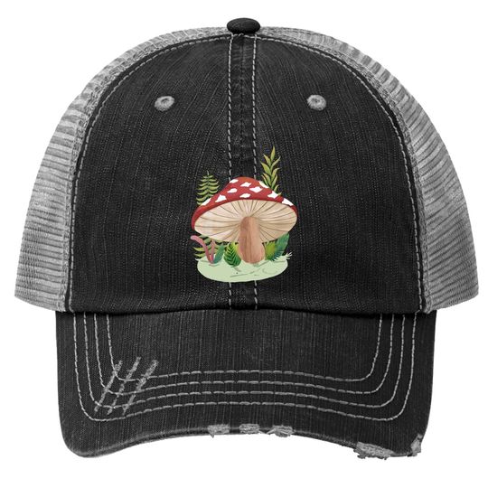 Foraging Wild Mushroom Vintage Retro Fungi Champignon Trucker Hat