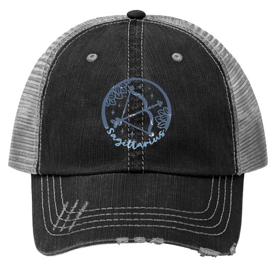 Vintage Distressed Sagittarius Symbol Zodiac Sign Trucker Hat