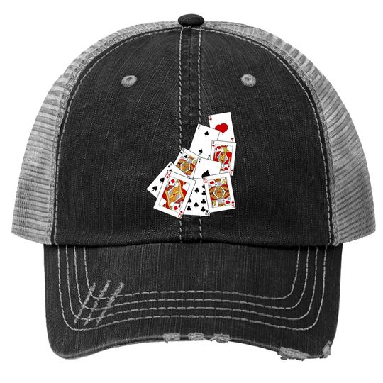 Poker Playing Card Trucker Hat Ace King Queen Jack