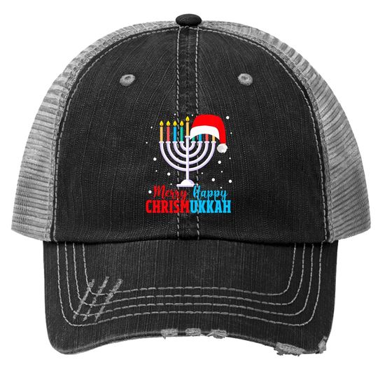 Hanukkah Christmas Merry Happy Chrismukkah Jewish Trucker Hat