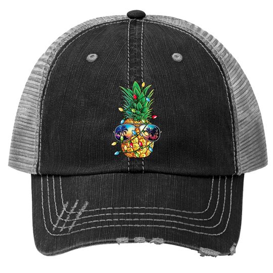 Pineapple Christmas Tree Lights Trucker Hat