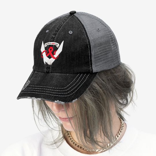 Red Ribbon Aids/hiv Awareness Month World Aids Day Gift Trucker Hat