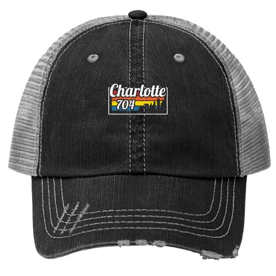 Vintage Charlotte City Skyline 704 Trucker Hat
