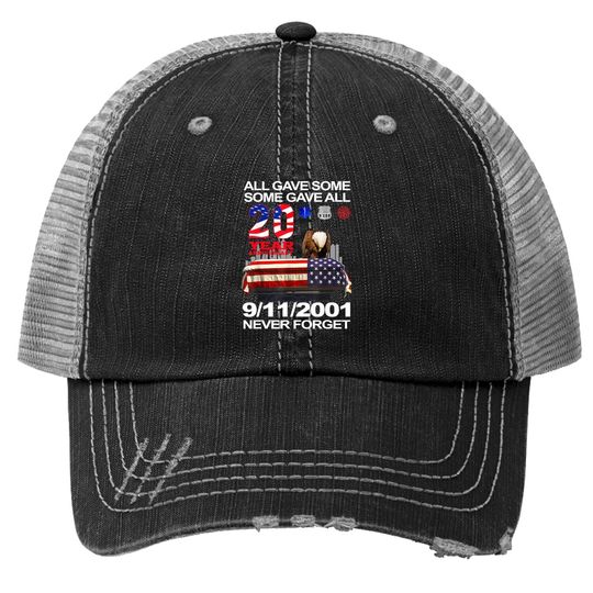 Never Forget 9-11-2001 20th Anniversary Firefighters Trucker Hat
