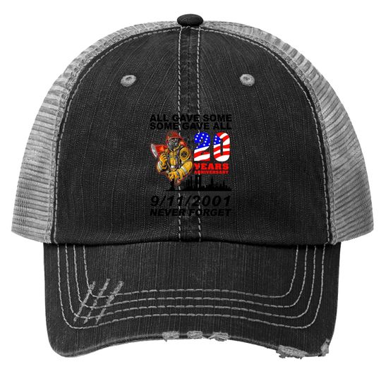 Never Forget 9-11-2001 20th Anniversary Firefighters Trucker Hat