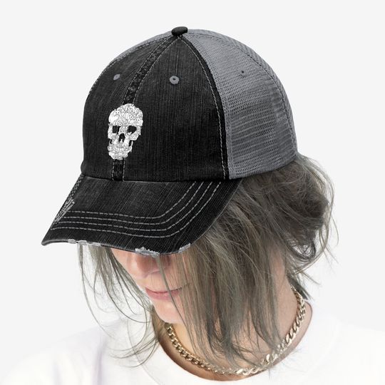 Cat Skull Halloween Trucker Hat