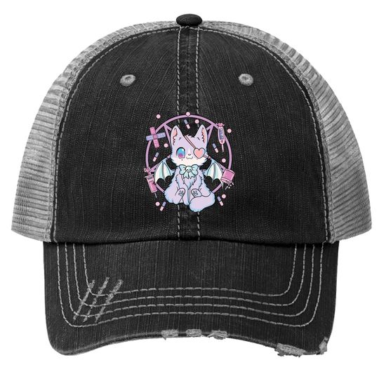 Pastel Goth Kawaii Yami Cat Trucker Hat