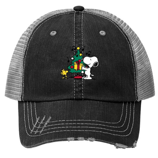 Snoopy And Woodstock Holiday Christmas Tree Trucker Hat