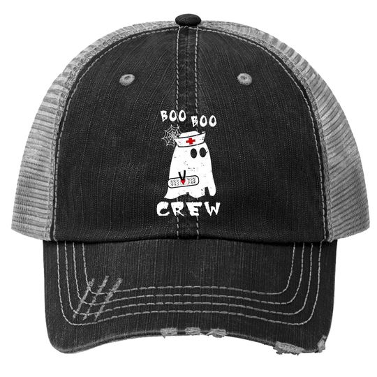 Boo Boo Crew Halloween Ghost Nurse Trucker Hat