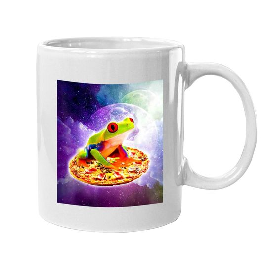 Red Eye Tree Frog Riding Pizza In Space Coffee Mug