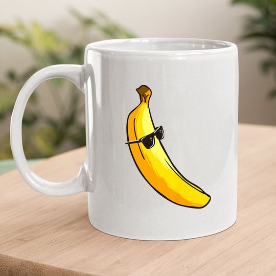 Giant Long Yellow Banana Wearing Summer Coffee Mug