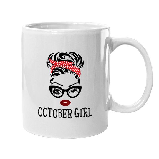 October Girl Woman Face Wink Eyes Lady Face Birthday Gift Coffee Mug