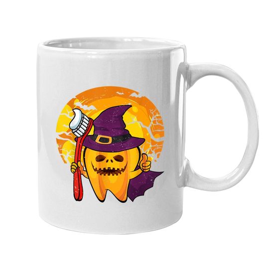 Funny Tooth Dental Hygiene Dentist Witch Halloween Costume Coffee Mug