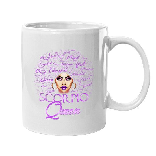 Scorpio Girl Purple Afro Queen Black Zodiac Coffee Mug