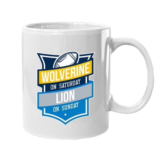 Retro Wolverine On Saturday Lion On Sunday Michigan Gift Coffee Mug