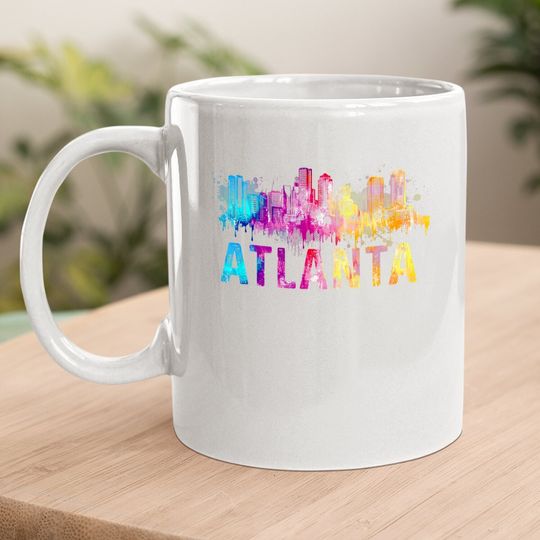 Atlanta Georgia Retro Watercolor Skyline Gifts Coffee Mug