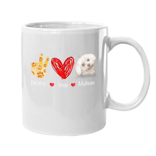Peace Love Maltese Dog Coffee Mug