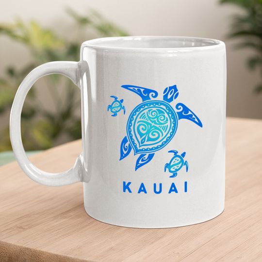 Kauai Hawaii Sea Blue Tribal Turtle Coffee Mug