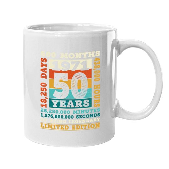 Retro 1971 50 Years Of Being Legendary Coffee Mug