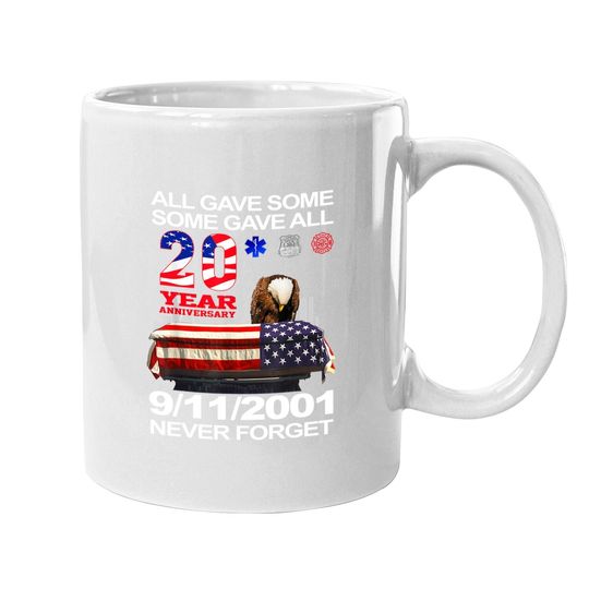 Never Forget 9-11-2001 20th Anniversary Firefighters Coffee Mug