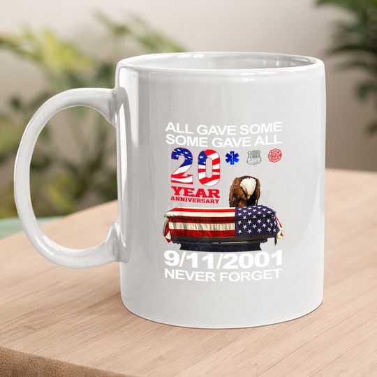 Never Forget 9-11-2001 20th Anniversary Firefighters Coffee Mug