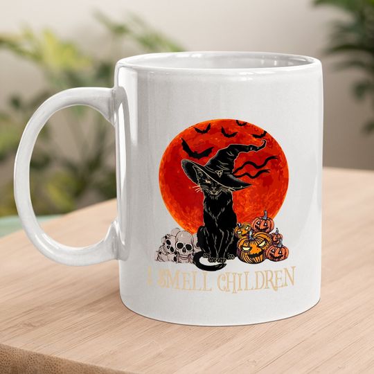 I Smell Children Black Cat With Pumpkin Halloween Coffee Mug