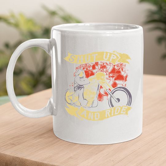Shut Up Ride Skull Motorcycle Biker Halloween Coffee Mug