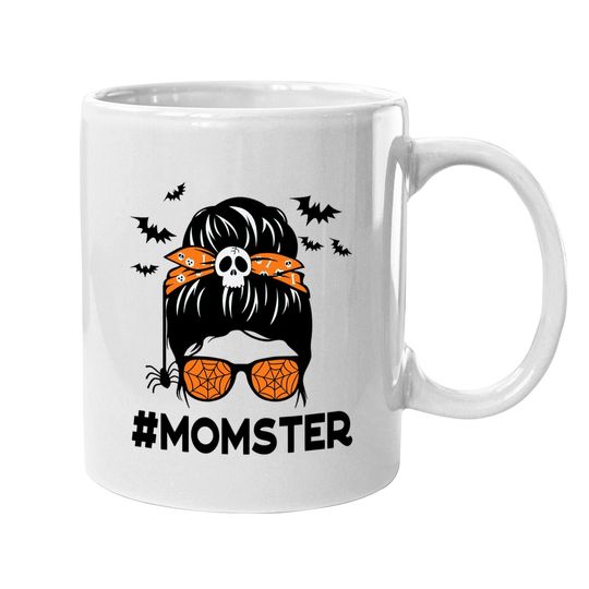 Messy Bun Mom Halloween Funny Momster Coffee Mug