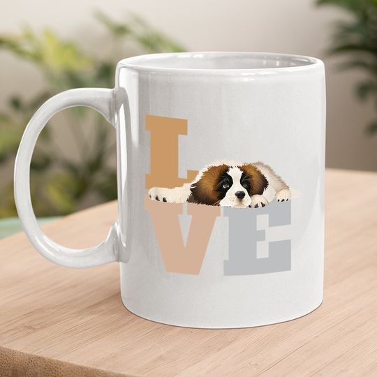 St Bernard Lazy Puppy Dog Slobbers On Word Coffee Mug