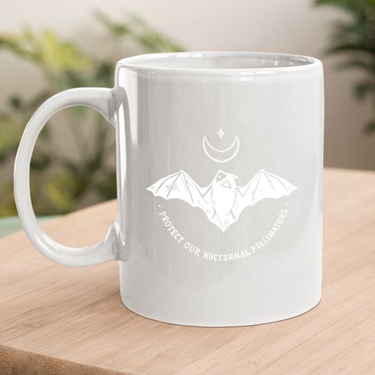 Protect Our Nocturnal Polalinators Bat With Moon Halloween Coffee Mug