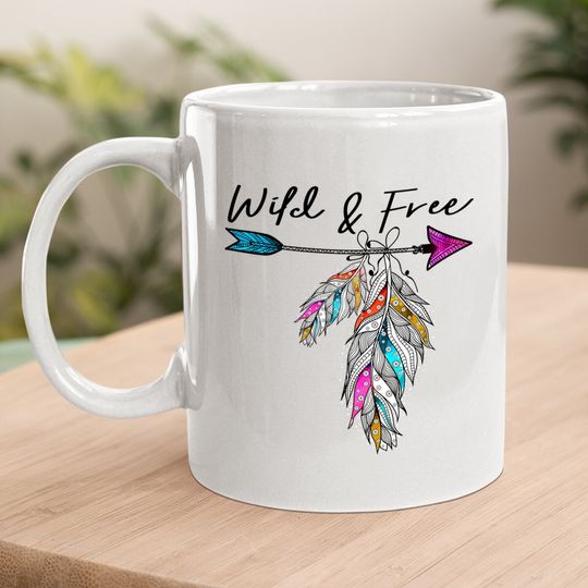 Wild And Free Bohemian Native Arrow Feathers Boho Coffee.  mug