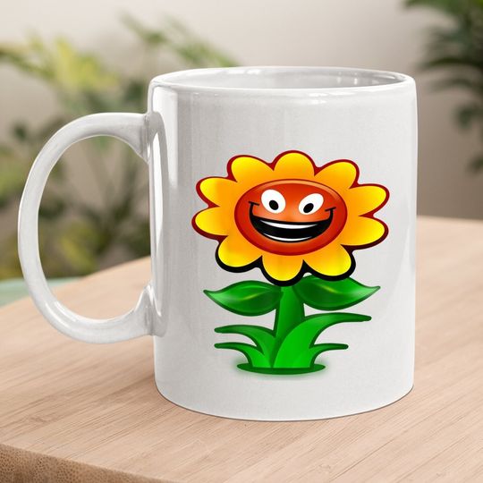 Happy Sunflower Cartoon Coffee.  mug