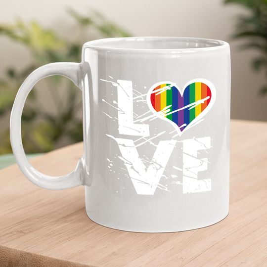 Love Coffee.  mug Tops Love Rainbow Heart Coffee.  mug Tops Lgbtq Pride