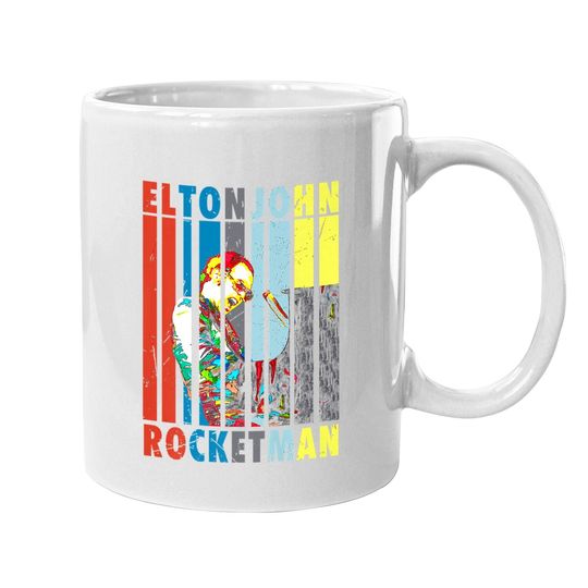 Vintage Elton Art John Country Musician Play Piano Rocketman Premium Coffee.  mug