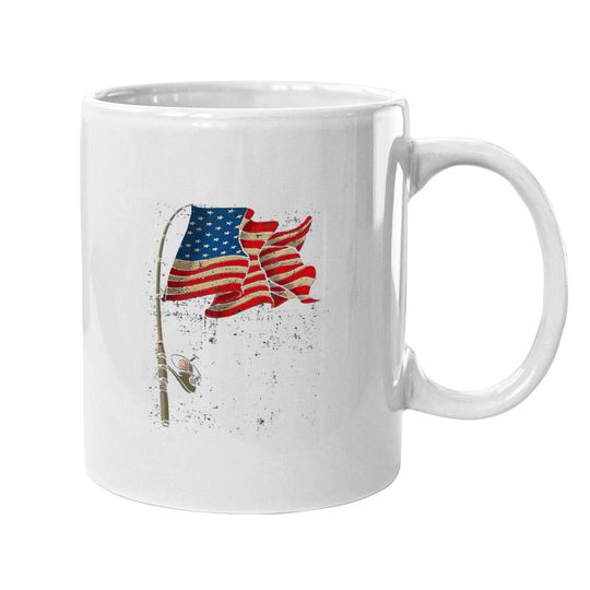 Fishing American Flag Fisherman Patriotic Day 4th Of July Coffee.  mug