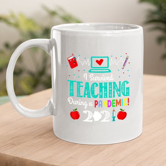 I Survived Teaching During Pandemic Coffee.  mug, Last Day Of School Coffee.  mug For Teachers, School Apparel, Last Day Of School