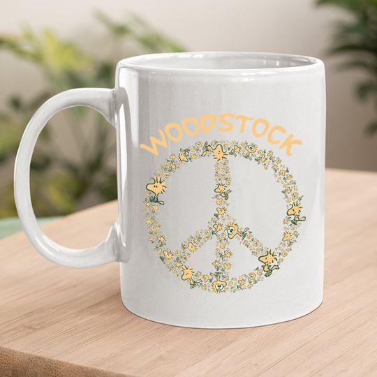 Peanuts Woodstock 50th Anniversary Peace Sign Coffee.  mug