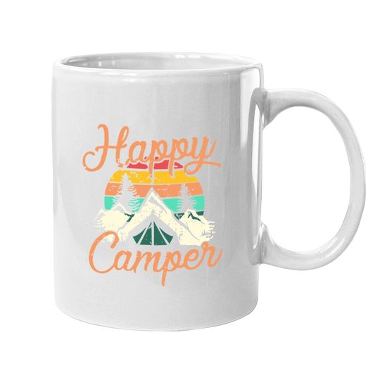 Happy Camper Coffee mug For Funny Cute Graphic Mug Short Sleeve Letter Print Casual Mug Coffee mug