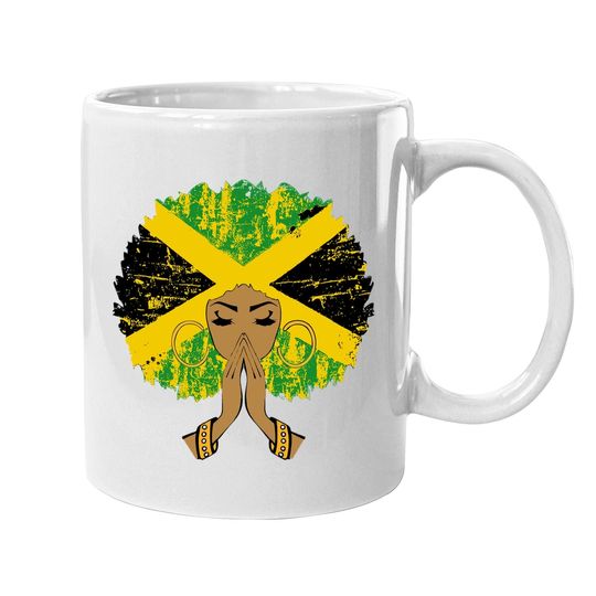 Jamaican Flag Black Woman Melanin Queen Afro Gift Coffee Mug