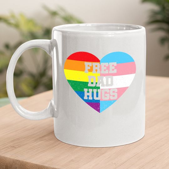 Free Dad Hugs Pride Lgbt Rainbow Flag Family Coffee Mug
