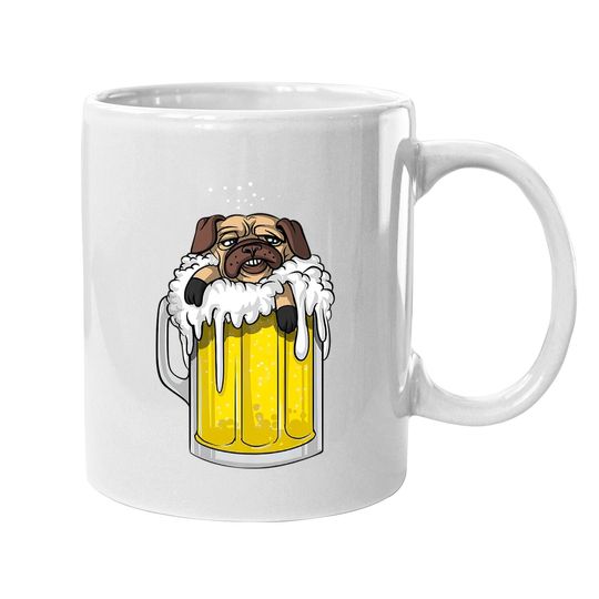 Pug Dog Beer Drinking Party Funny Premium Coffee Mug