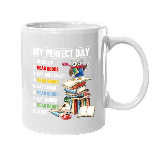 Discover My Perfect Day Read Books Funny Reading Book Lover Coffee Mug