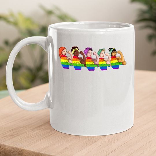 Human Rights Coffee Mug Rainbow Lgbtq Pride Rosie Riveter Coffee Mug