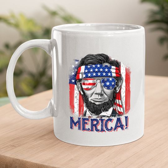 Abraham Lincoln 4th Of July Merica American Flag Coffee Mug