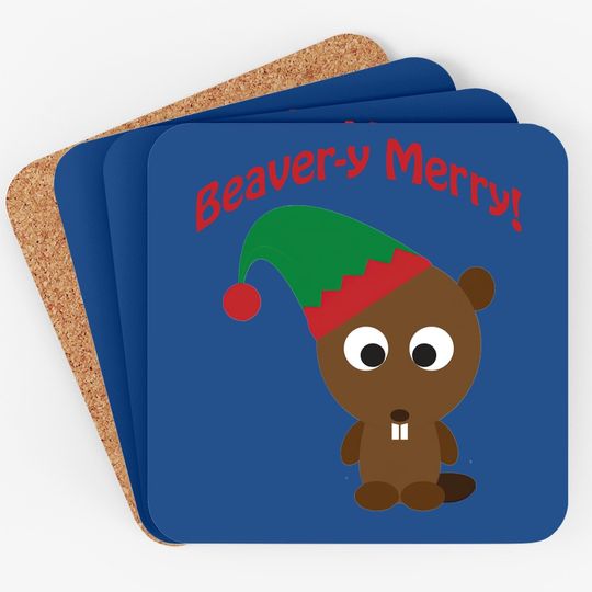 Happy Holidays Beaver Classic Coasters