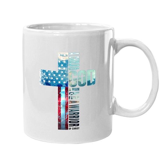 Faith Cross American Flag Coffee Mug Christ Jesus Religious Coffee Mug