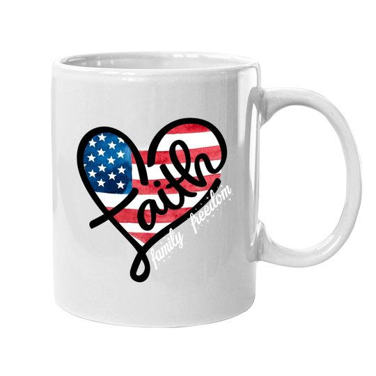 4th Of July Patriotic Christian Faith Heart American Flag Coffee Mug