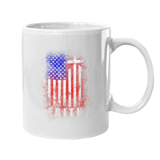 Patriotic Christian Faith Love Jesus American Flag Cross Coffee Mug