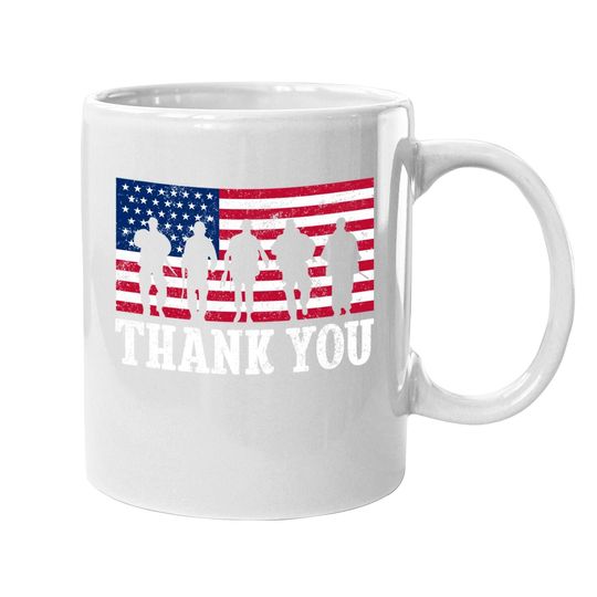 Patriotic American Flag Thank You Girls Boys Coffee Mug